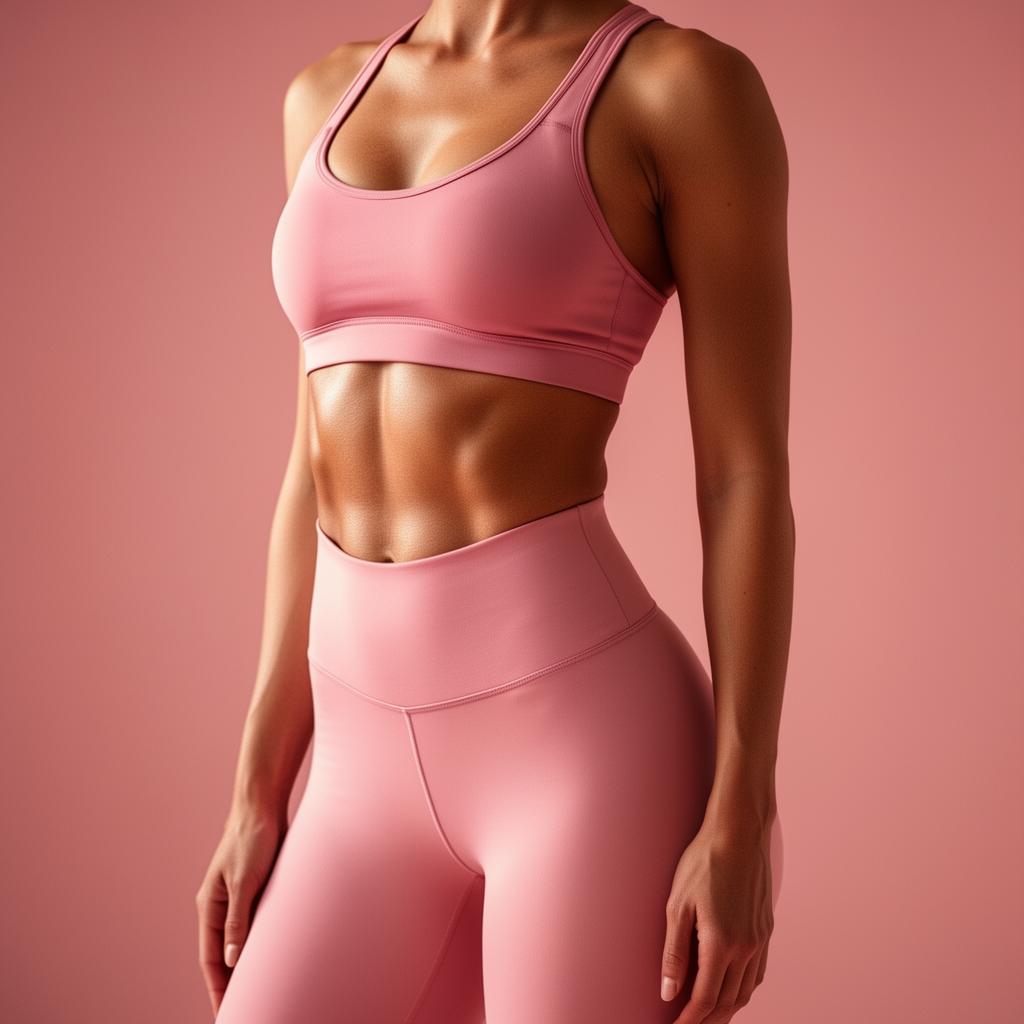 Toned hourglass figure in pink activewear